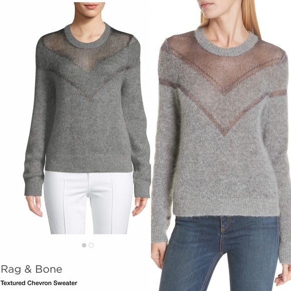 rag & bone Sweaters - RAG AND BONE Women's Gray Blaze Metallic Net Sweater M